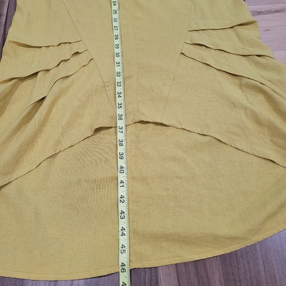 For Cynthia Linen Blend Cowl Neck Dress Mustard Yellow Size XS - Picture 8 of 10